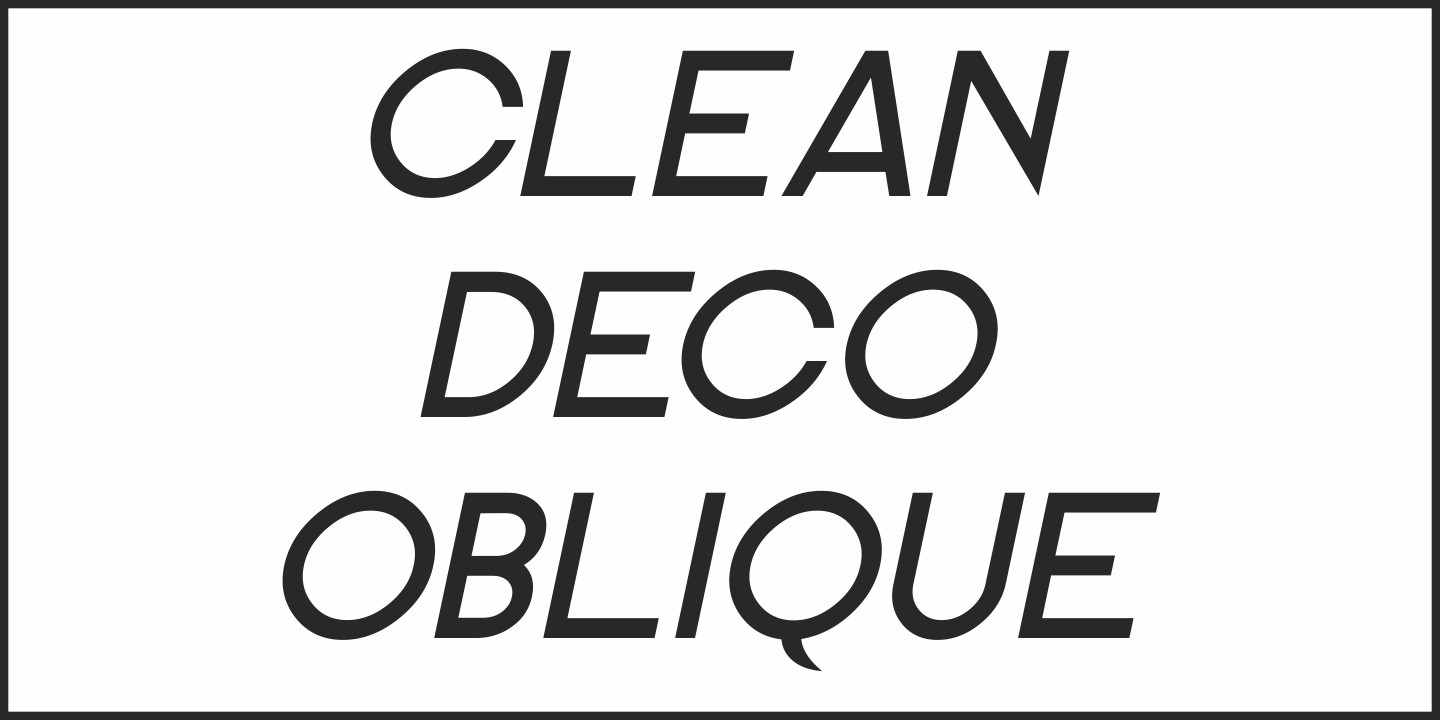 Пример шрифта Clean Deco JNL Oblique